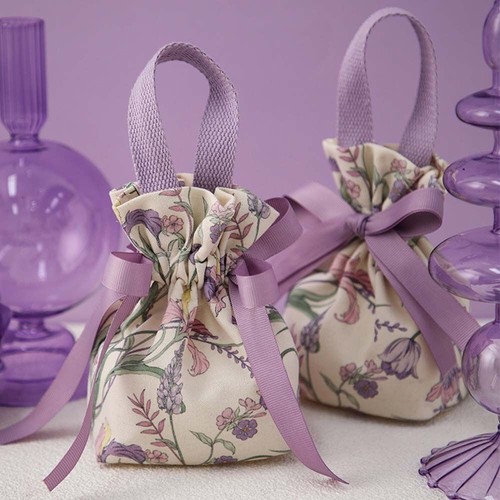 Large Capacity Canvas Drawstring Bag Floral Festive Sugar Bag Party - Picture 7 of 17