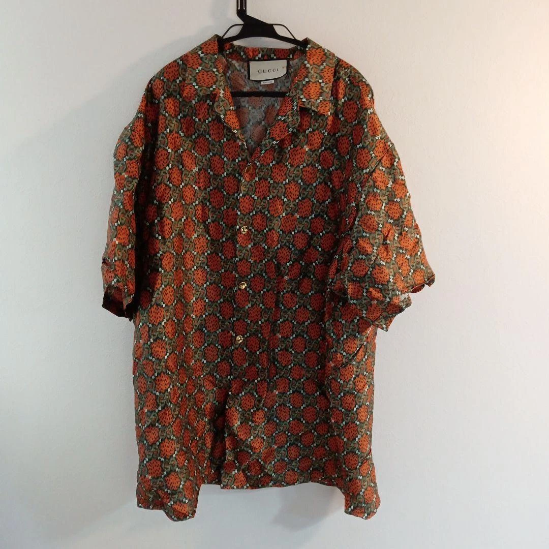Chemise GUCCI 20SS GG logo soie motif bowling all over soie taille 52 homme U2892