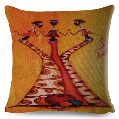 Orange Abstract Painting Africa life Collection African Woman Home Decor Pillow - Picture 18 of 38