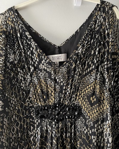 STUNNING $800! BADGLEY MISCHKA COLLECTION BEADED SILK EVENING KAFTAN SZ XL 14/16 - Picture 3 of 23