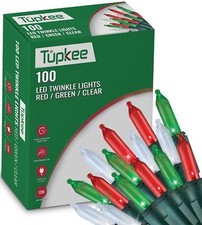 Christmas LED Random Twinkle Lights - 100 LED Red, Green, and Warm White Bulb...