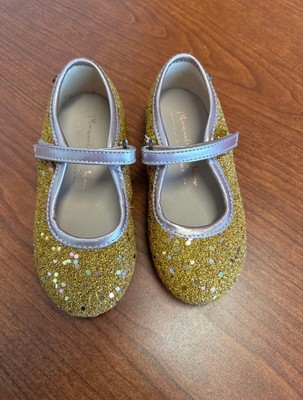 manuela de juan Gold Glitter Mary Jane Shoes