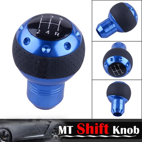 Universal Manual Blue&Black Ball 5 speed Car Gear Lever Shifter Shift Knob A - Picture 2 of 8