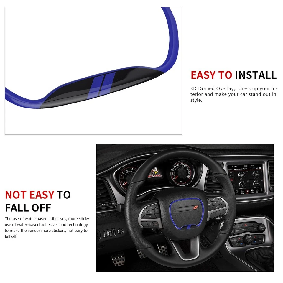 Cubierta de volante Auovo para Dodge Charger Challenger 2015-2023 azul Foto 3 de 4