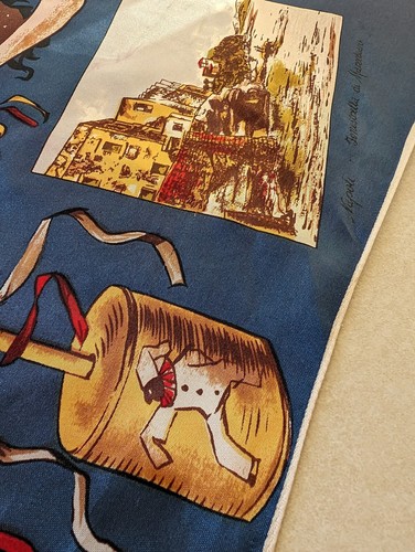 Vintage Italian silk scarf blue tourist rare Romani Roma Gypsy Stregheria Strega - Picture 9 of 9