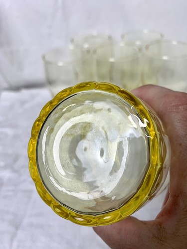 Depression Glass Optic Topaz Yellow Flat Tumblers Set/6 Water Ice Tea 5 3/8” - Picture 10 of 14