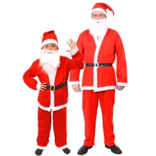 SANTA SUIT COSTUME ADULT CHILDS FATHER CHRISTMAS FANCY DRESS XMAS OUTFIT FUN RUN