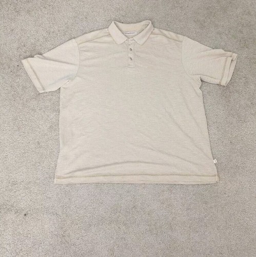 Tommy Bahama Poloshirt Herren Extra Large XL Beige Hellbraun Outdoor Sommer Strand Top 