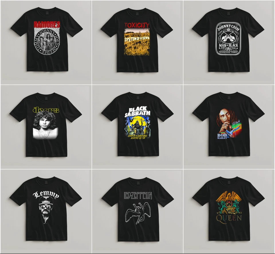 Lote de 3 Camisetas Gráficas de Banda de Rock para Hombres Camiseta de Música Paquete Camisetas de Gira de Conciertos Foto 2 de 4