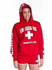 LIFEGUARD Official Ladies Red Hoodie Ocean City Small