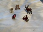 5 Vintage Pins - Mule Deer - Animal - Ladybug- Bear- Rooster
