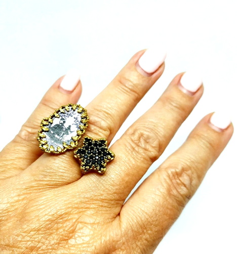 Michal Negrin Ring Black  Crystal One Size Women's. - Picture 1 of 11