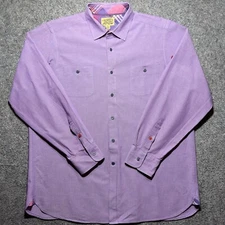 Cremieux Men Shirt XL Purple Long Sleeves Button Up 100% Cotton