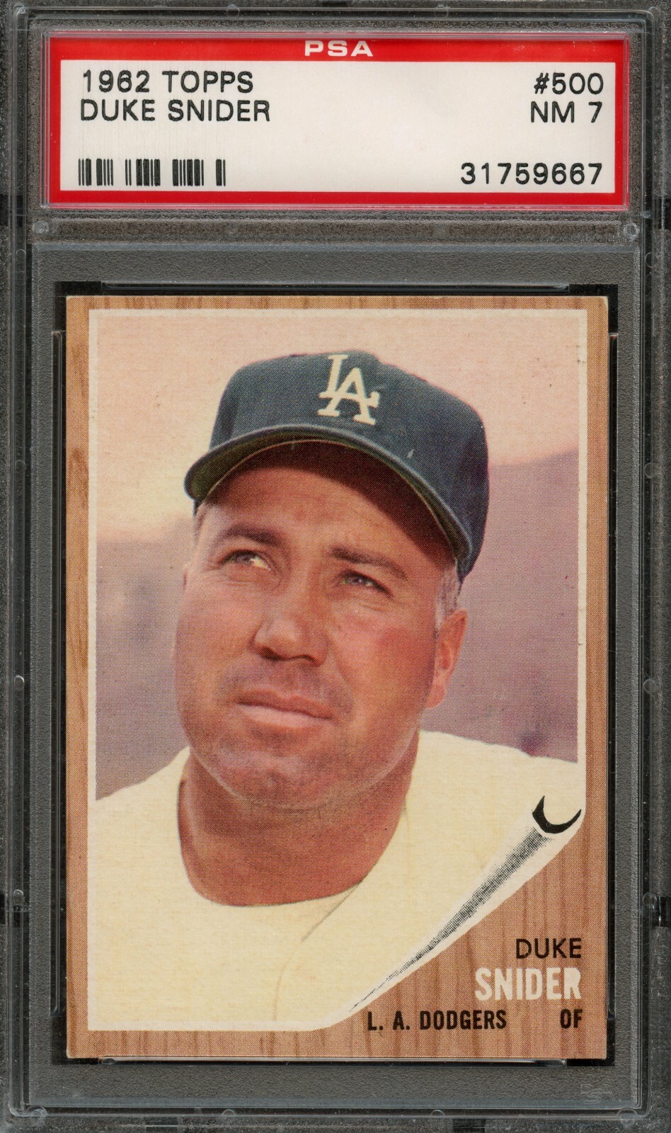 BB - 1962 Topps - #500 - Duke Snider - PSA 7 - NM