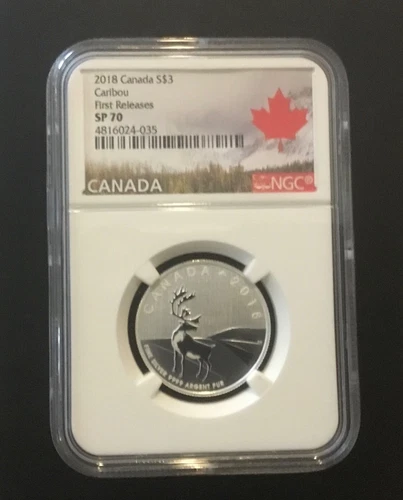 2018 $3 1/4+ OZ CANADA CARIBOU NGC SP 70 FIRST RELEASES PERFECT SPECIMEN - RARE