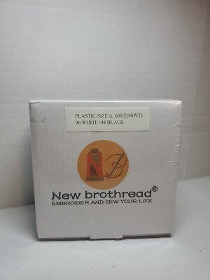 New brothread 144pcs Plastic Size A 60S/2 (90WT) 96 White + 48 Black 