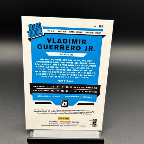 Donruss Optic #64 2019 Vladimir Guerrero Jr. Rated Rookie Toronto Blue Jays - Foto 2 di 2