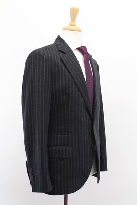 NWT$4395 Brunello Cucinelli 100% Wool Knit Striped Logo Sport Coat
