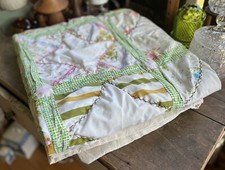 VTG HANDSTITCHED PATCHWORK STAR QUILT BEGINNERS WORK FLAWED ROW 61 X 75
