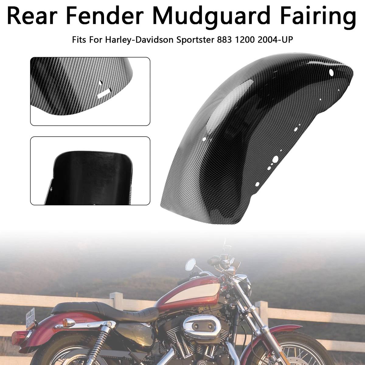 Réflecteur De Garde-boue Arrière Pour Harley Sportster 883, 1200, X48 - Neuf - Orange