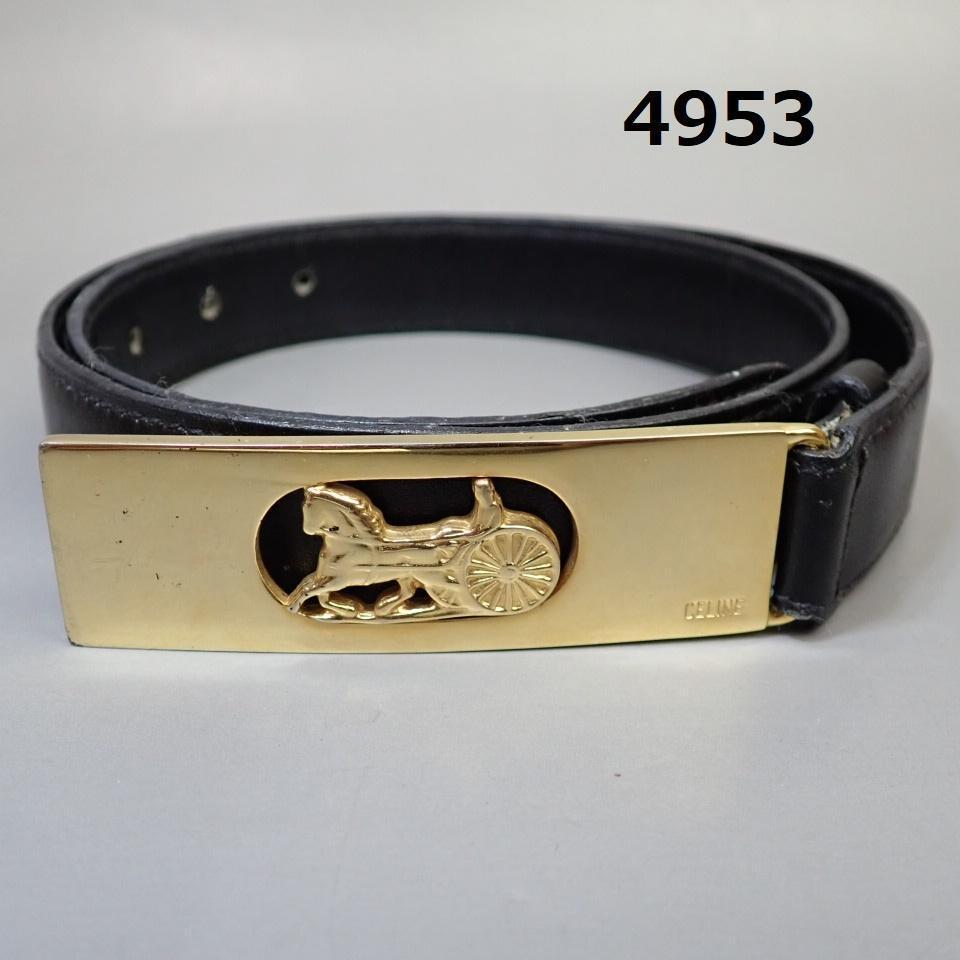 小物 Old CELINE Wide Buckle Large Belt sz.S CELINE Vintage Black Leather Belt for Men CELINE Celine