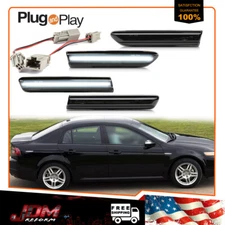 For 2007 2008 Acura TL Type-S Front Rear White LED Side Marker Lights Smoke 4PCS