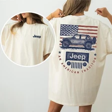 Vintage Jeep American Tradition 2-Sided Shirt for Women and Men, Patriotic USA