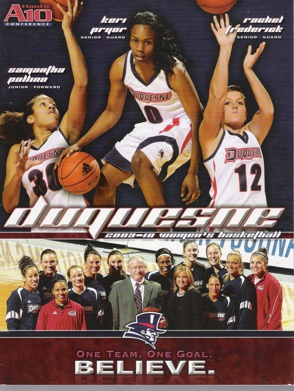 2009-10 DUQUESNE UNIVERSITY WOMEN'S BASKETBALL MEDIA GUIDE: KERI PRYOR COVER