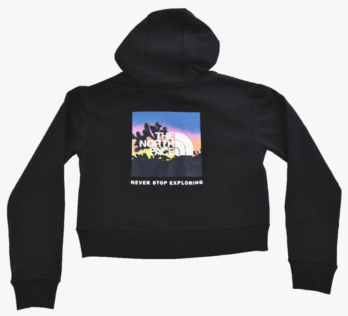 North Face Girls Camp Fleece Hoodie Size L-12 Black Pullover Back Print - Picture 9 of 13
