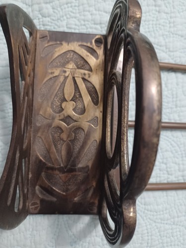 Antigua nostalgia Art Nouveau latón fundido bronce? "Estante para libros expandible 12"" 21""" - Imagen 3 de 13