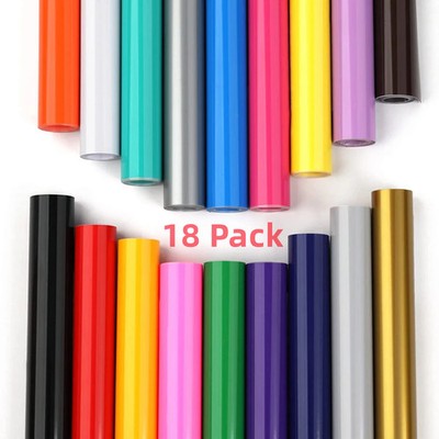 HTVRONT Permanente Vinylrolle, 18 Stück, 12 x 3 Fuß, mehrfarbig für Cricut Craft