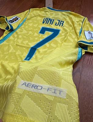 Nike Brazil National Team Soccer Jersey Yellow Vini Jr. #7 FIFA Patch