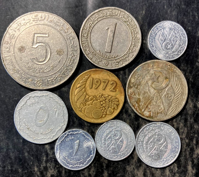 Vintage ALGERIA Coin Lot - 1964-PRESENT - 9 Vintage Coins - Lot #J14