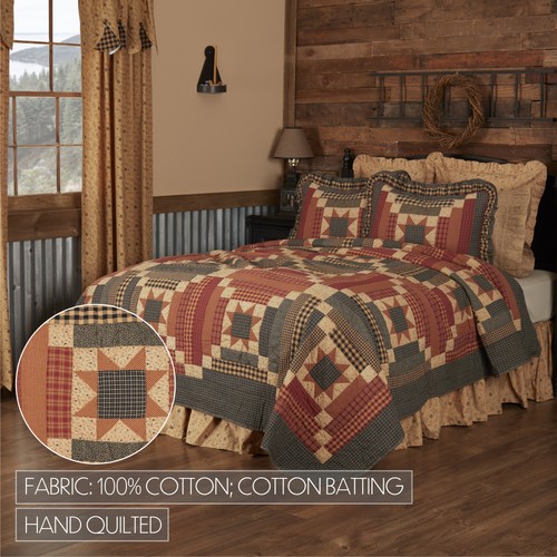 Primitive Luxury King Quilt Tan Patchwork Maisie Cotton Bedroom Decor VHC Brands - Picture 6 of 6