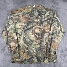 Vintage 90s Realtree Camo Shirt Mens L Mock Neck Long Sleeve Tee