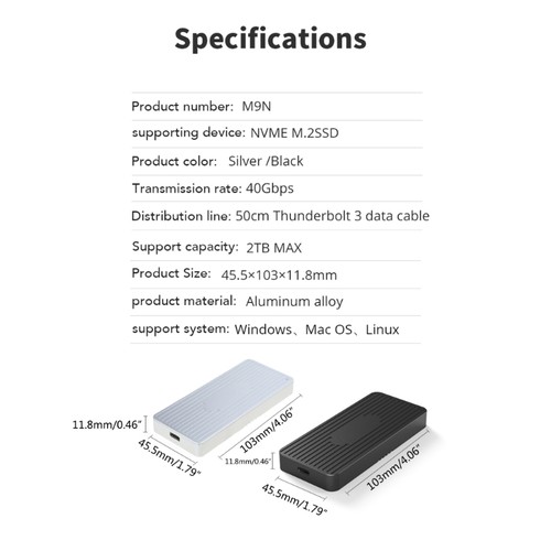BLUEENDLESS 40Gbps Aluminium M.2 SSD Obudowa Obudowa Obudowa Szybka transmisja DE - Zdjęcie 8 z 10