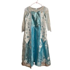 Disney Frozen Elsa Costume Gown Girls Size M 7-8 Blue Sequin Snowflake Dress