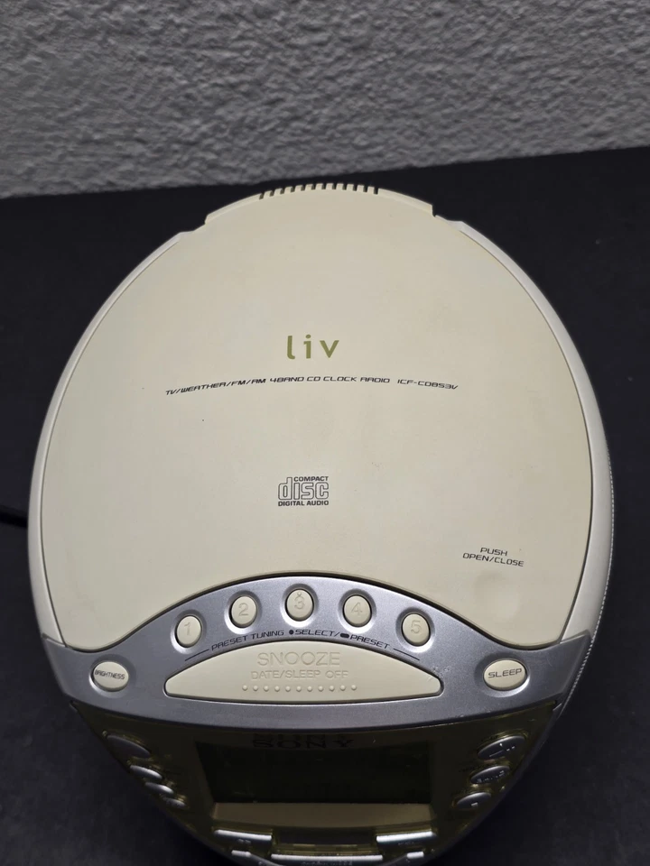 Rádio AM/FM Sony Dream Machine ICF-CD853V player despertador testado funcionando - Imagem 3 de 4