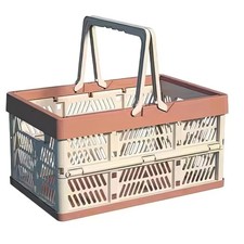 Collapsible Crate Milk Crates for Storage Plastic Basket 20L Pink