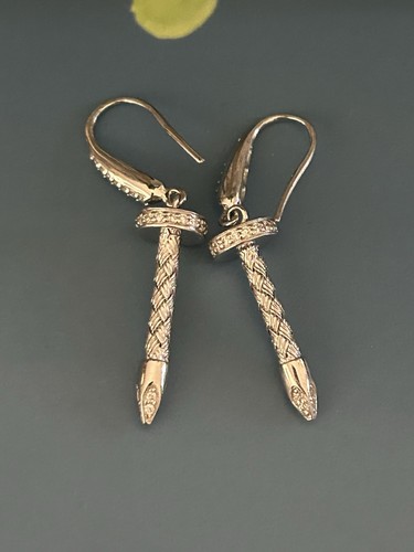 CHARLES GARNIER STERLING SILVER Nail Dangle Earrings STUNNING! - Picture 2 of 7