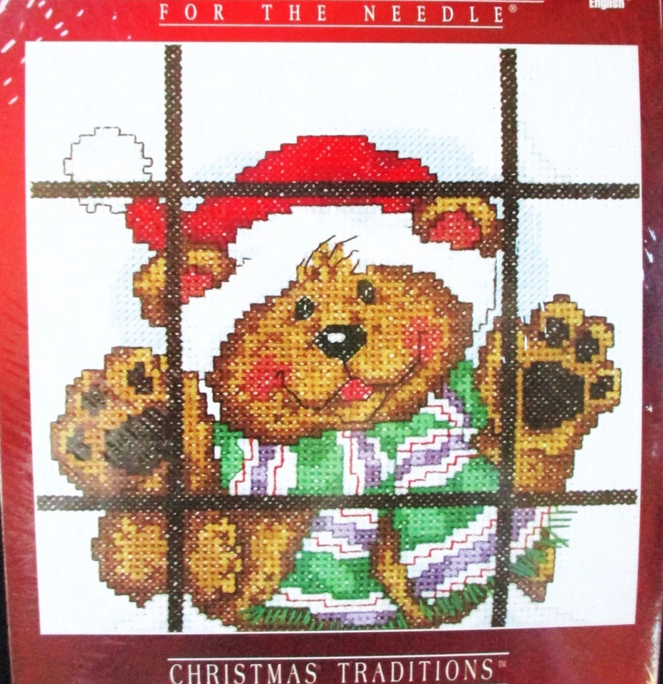 Lot of 2 Christmas Cross Stitch Kits CHECKING HIS LIST & TEDDY BEAR IN WINDOW - Image 3 of 4