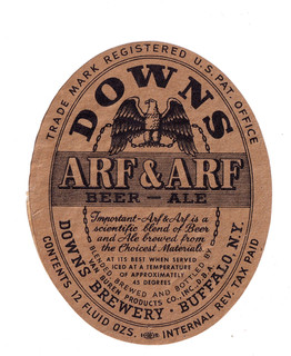 1939 VAN BUREN PRODUCTS CO DOWNS BREWERY BUFFALO NY ARF & ARF BEER IRTP LABEL