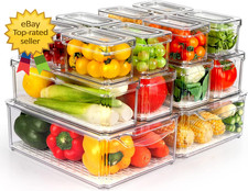 14 Pack Fridge Organizer Bins with Lids Stackable Clear Refrigerator Storage