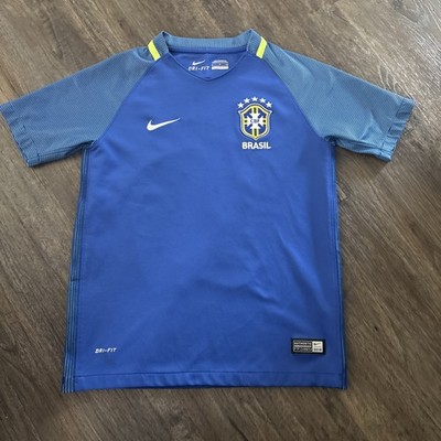 Nike Brazil National Team 2016 Away Football Shirt Kids Blue Soccer Size Small