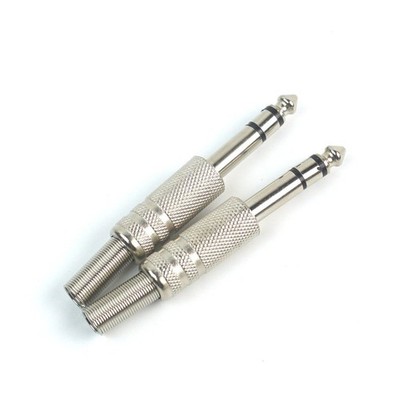 2x Straight Male Stereo Phone Plug Guitar Audio Connector Jack 1/4'' w/Spring
