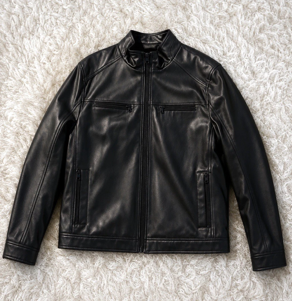 Calvin Klein Leather Outer Shell Black Coats, Jackets & Vests for 