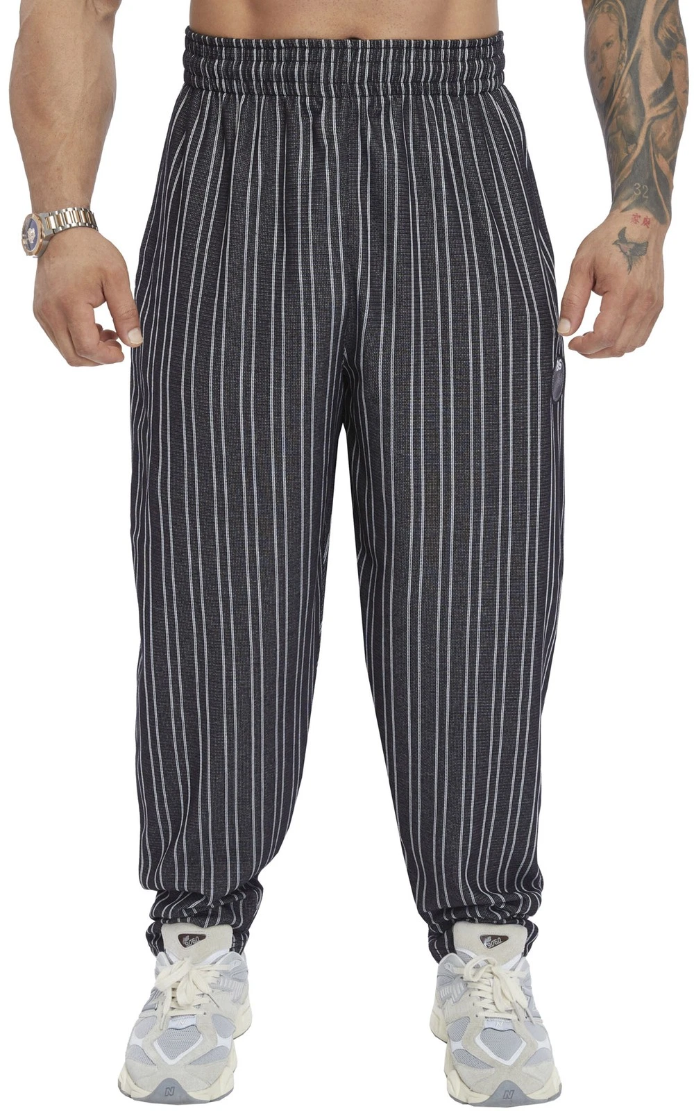 BGSM Men Track Pants Sweatpants Trackpants Gym 1406-PNT-BLACK-STRIPED
