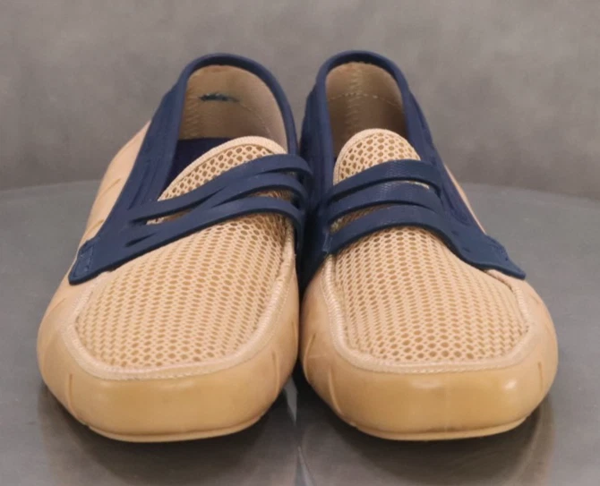 Robert Wayne Floats Yacht Men's Boat Shoes Size 8 Tan Blue - Image 3 of 4