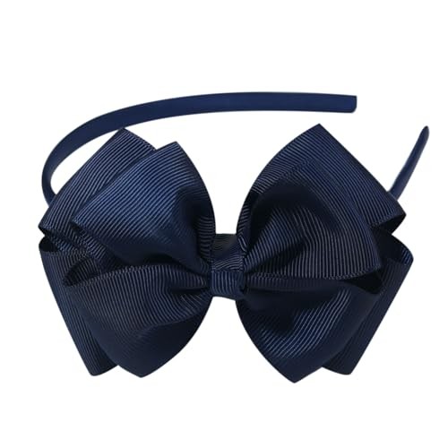 Double-Layered Cute Bow Headbands for Girls & Toddlers – Multicolor, Navy Blue - Picture 3 of 6