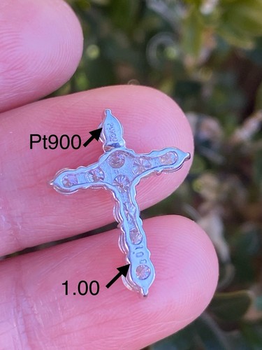 Platinum 1.00TCW 100% Natural Round Diamond Cross Pendant - Afbeelding 5 van 6